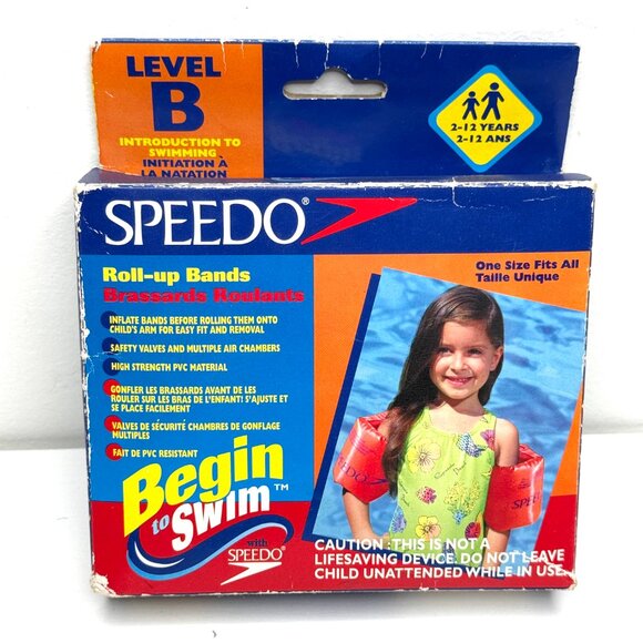 Speedo Roll Up Arm Band Floats Level B Age 2-12 Max Weight 110 Lbs Neon Orange - Picture 2 of 3